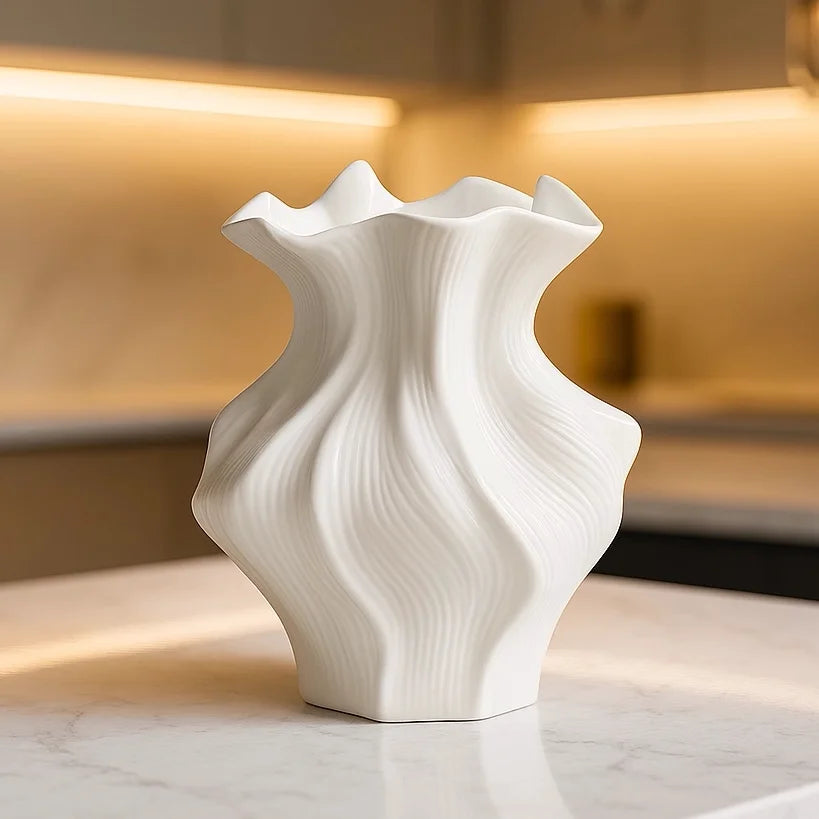 White Textured Ceramic Vase
