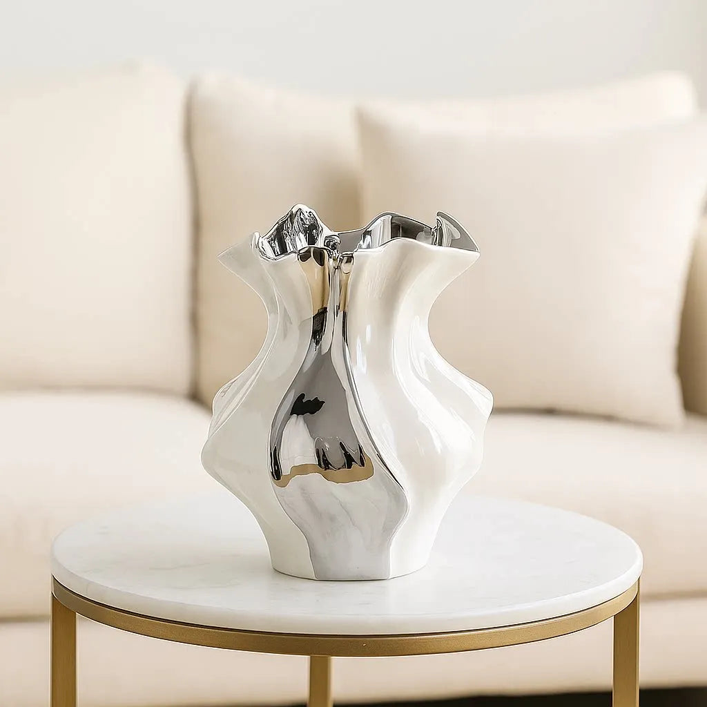 White Textured Ceramic Vase