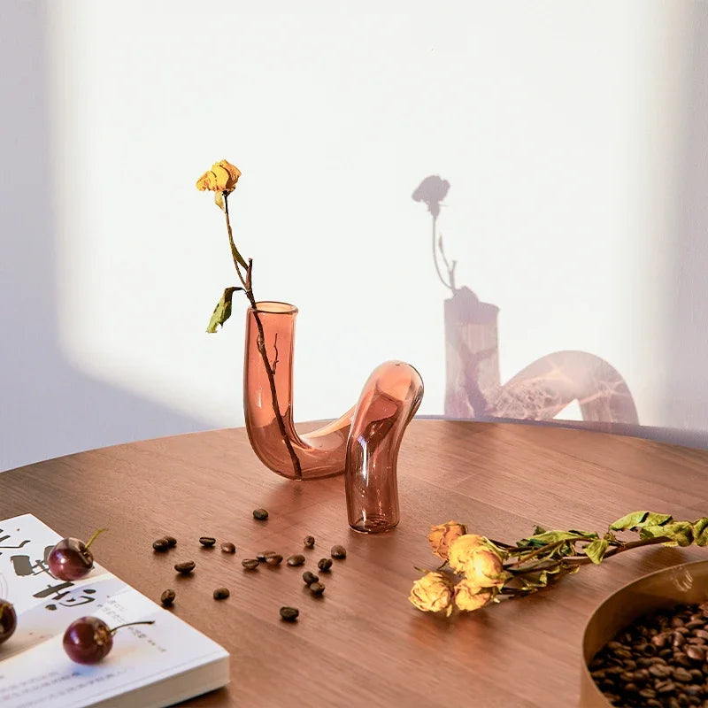 Vase de flexion pour fleurs Ornements en verre