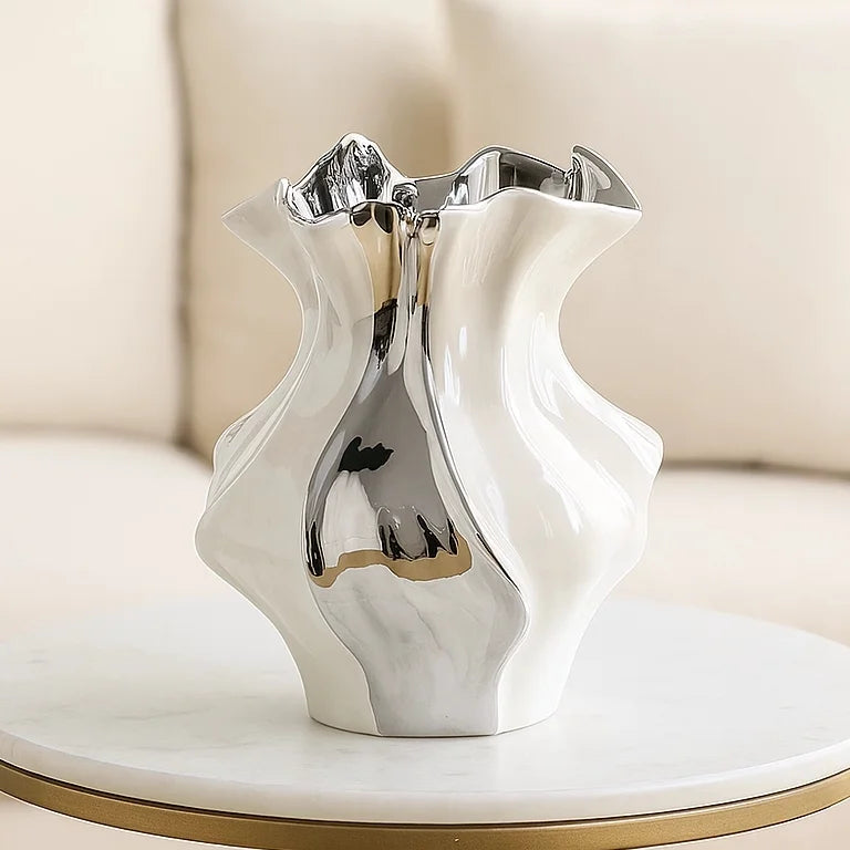 White Textured Ceramic Vase