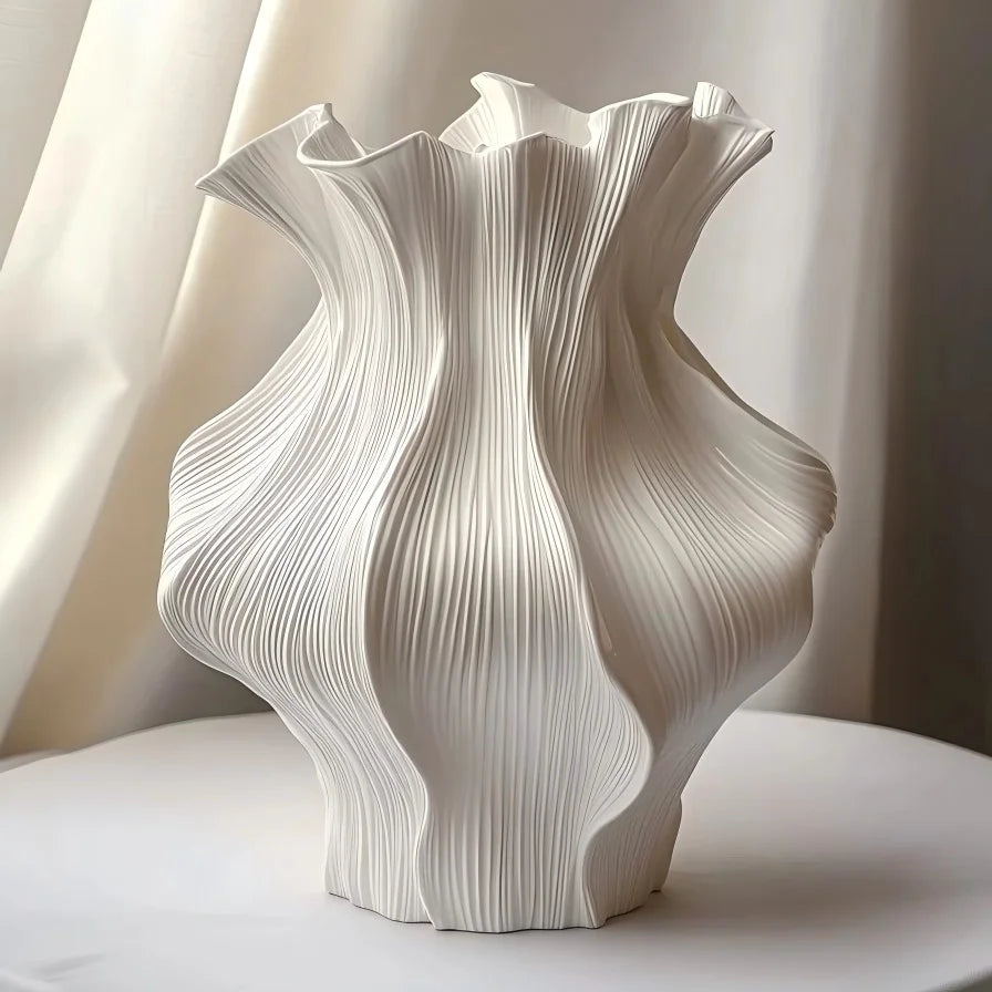 White Textured Ceramic Vase